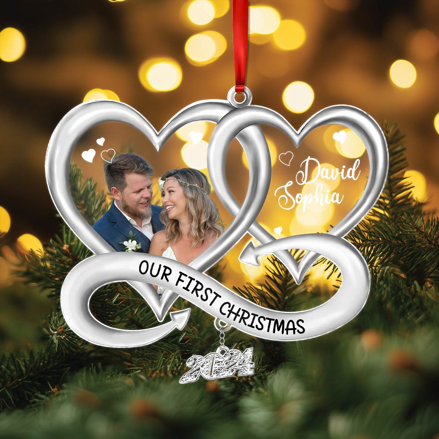 Family - Our First Christmas - Personalized Acrylic Photo Ornament - Ver 1