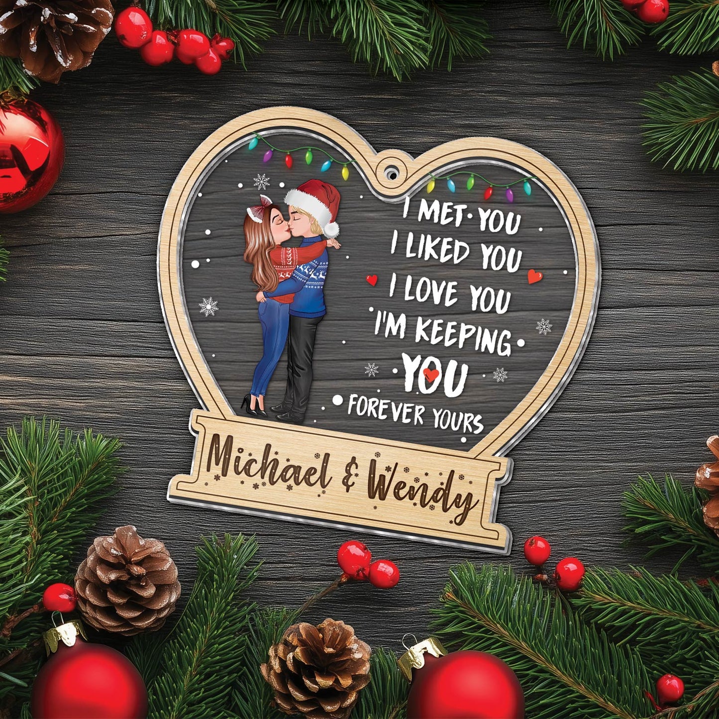 Couple - My Favorite Place In All The World Is Next To You - Personalized 2 - Layered Mix Ornament