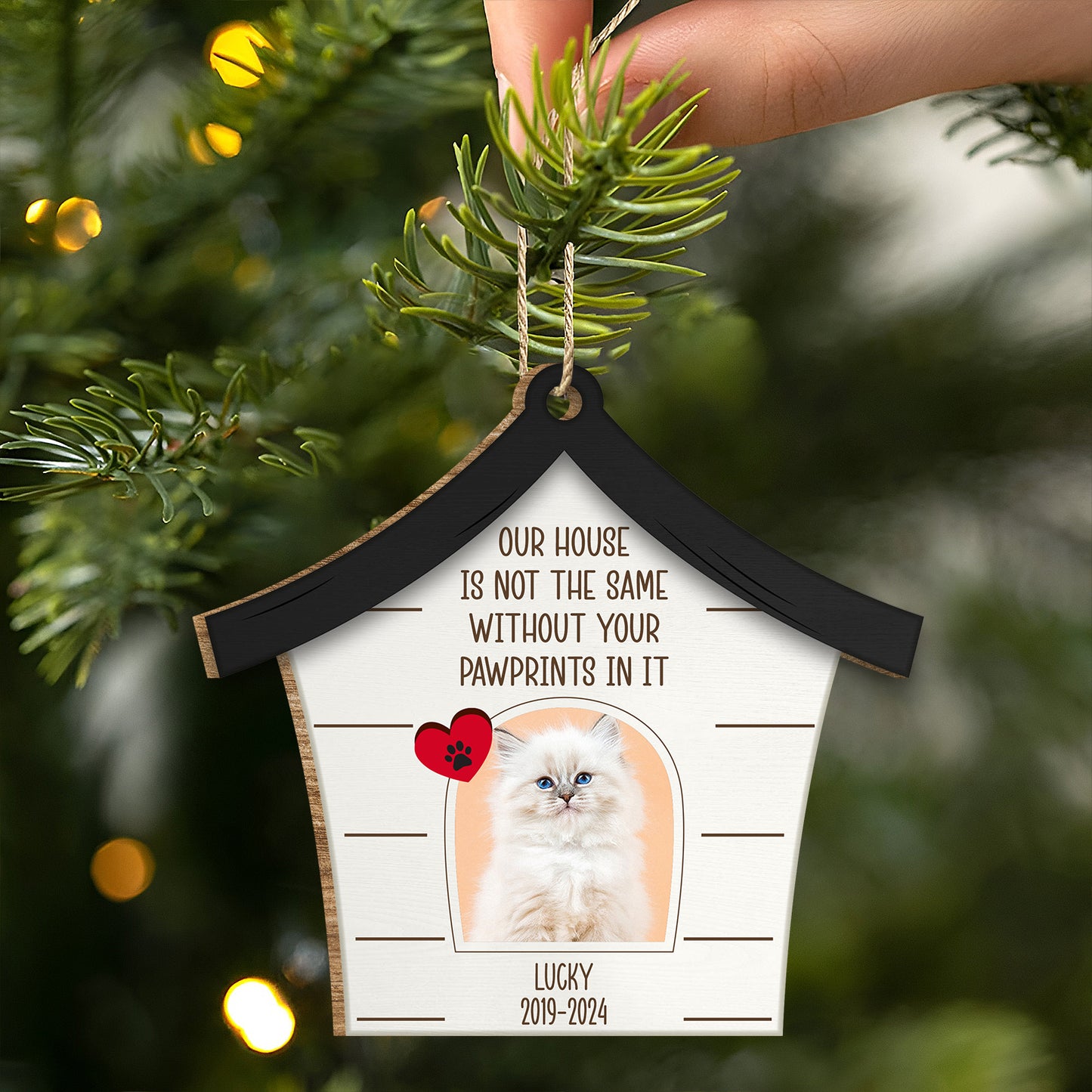 Pet Lovers - Our House Is Not The Same Without Your Pawprints - Personalized Wooden Ornament