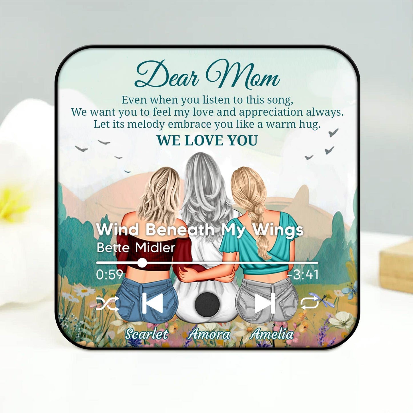 Mom - Dear Mom I Love You - Personalized Music Refrigerator Magnet