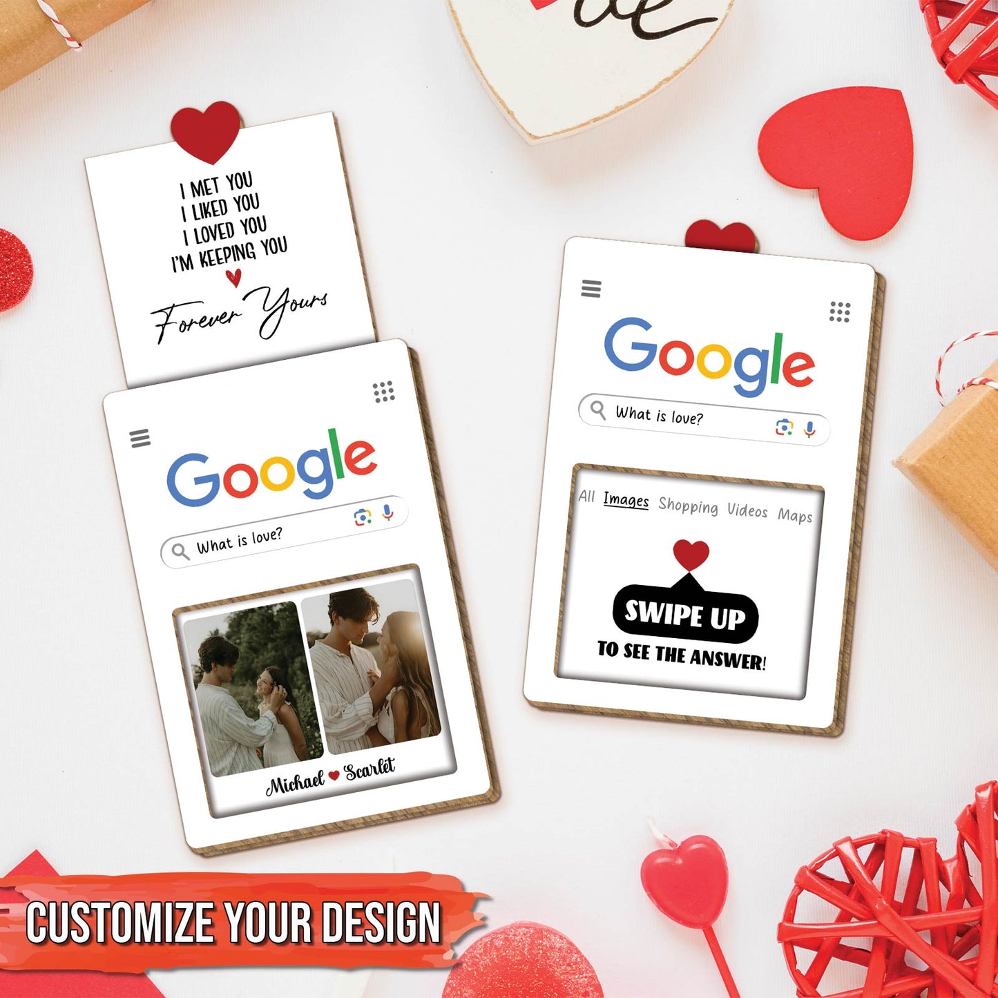 Couple - Forever Yours - Personalized Custom Photo Wooden Slider Card