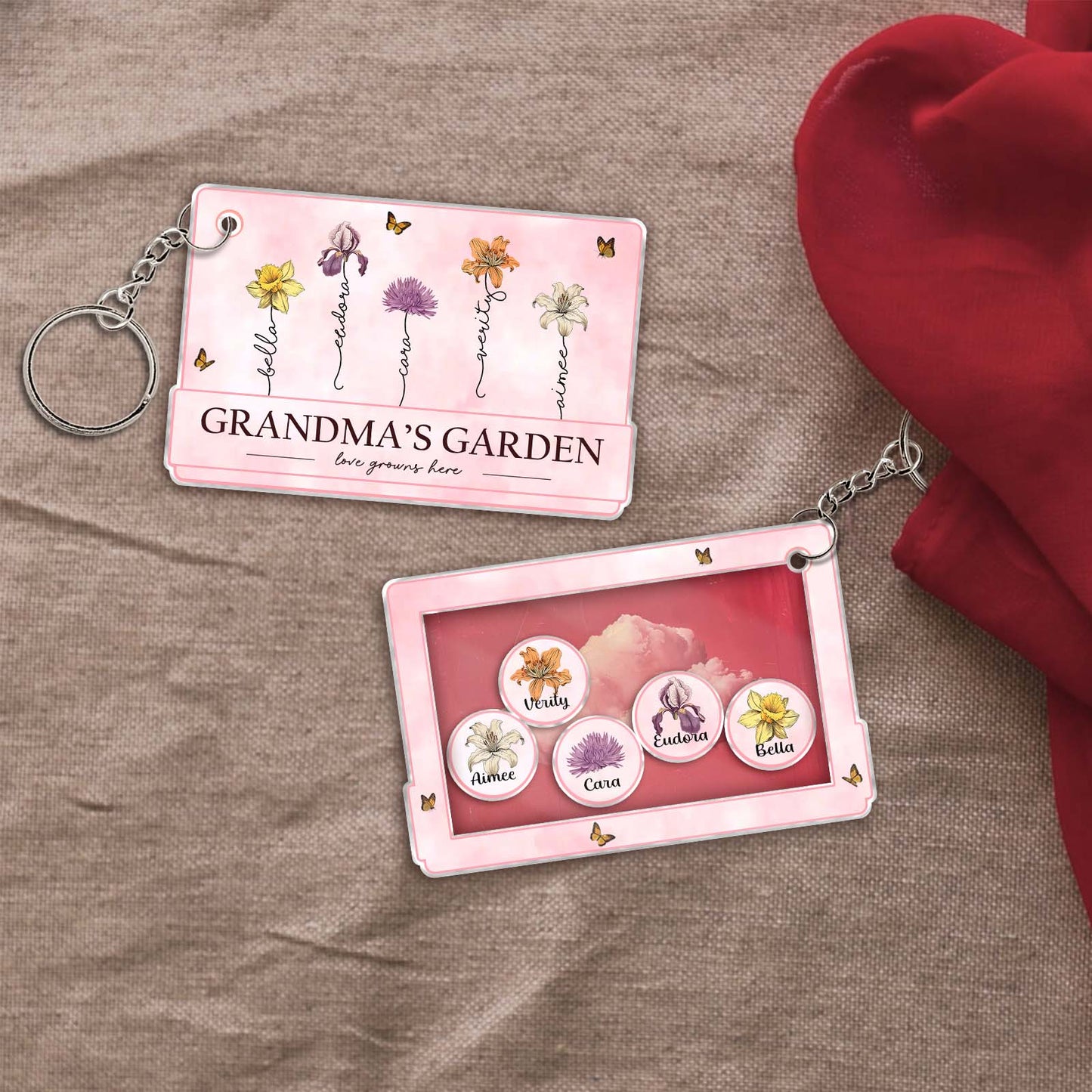 Family - Grandma's Garden - Personalized Shaking Keychain