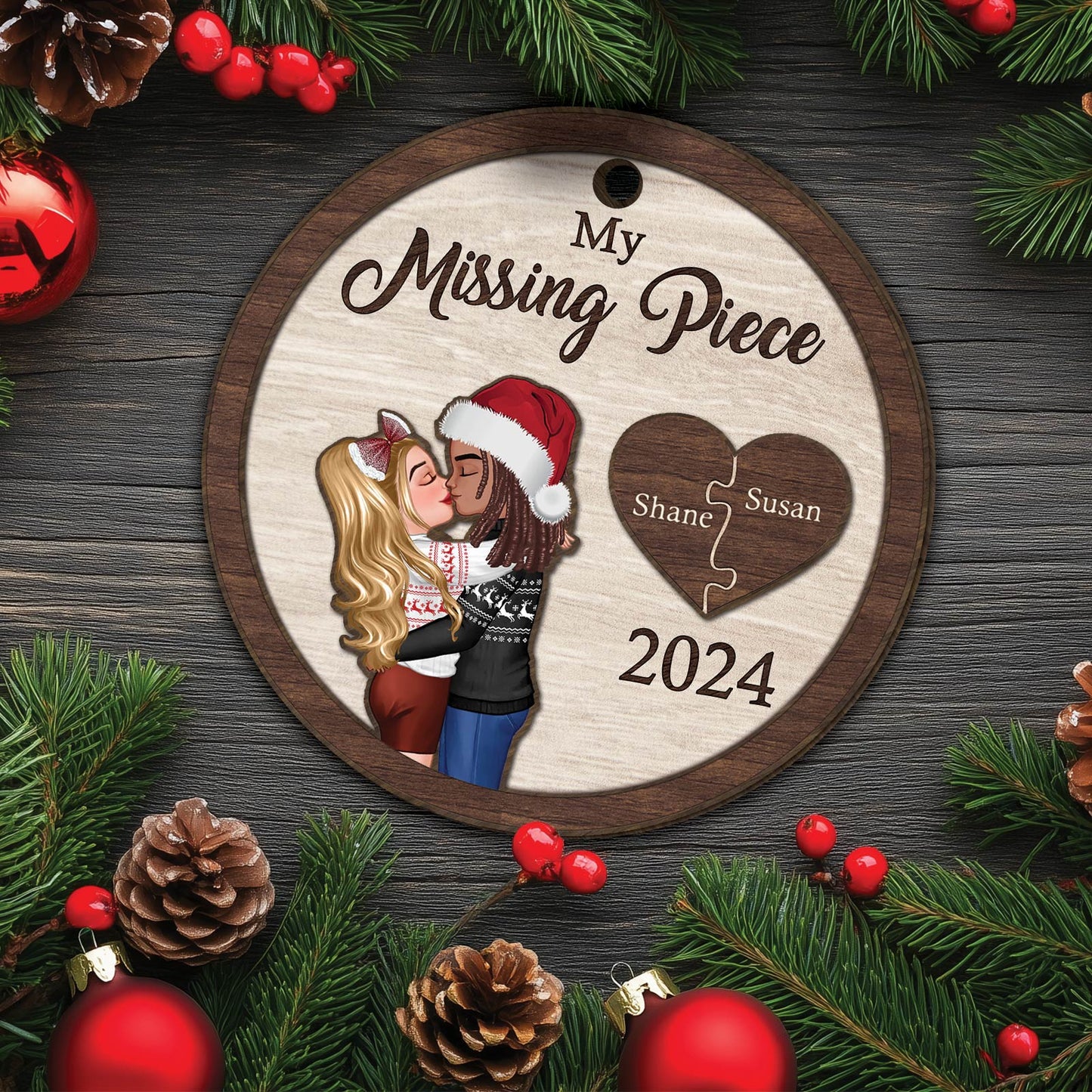 Couple - My Missing Piece - Personalized Circle Ornament