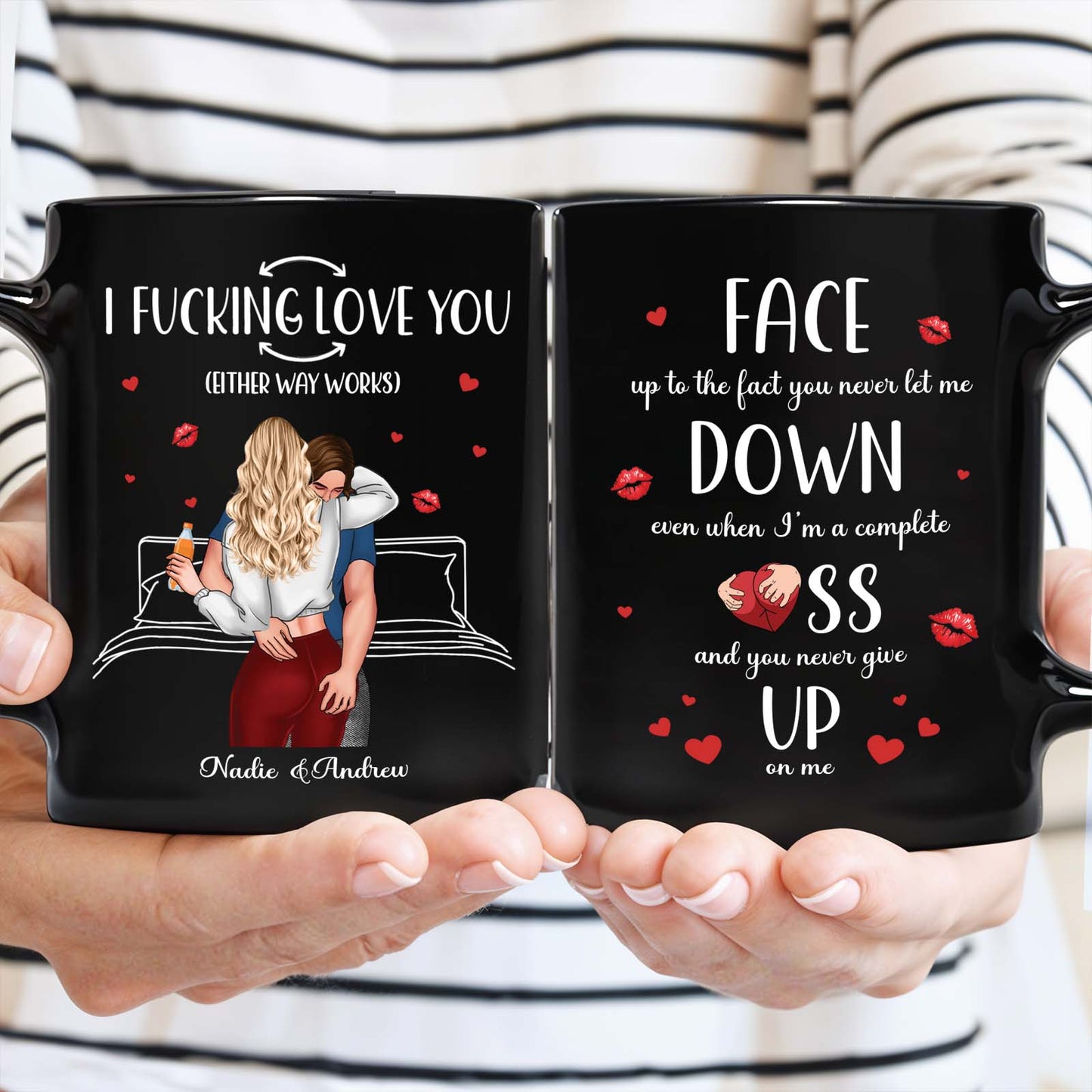 Couple - Face Down Ass Up - Personalized White & Black Mug