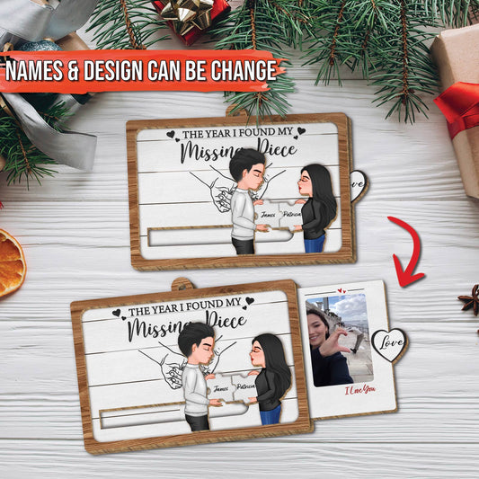 Couple - My Missing Piece 2024- Personalized Custom Photo Wooden Slider Card