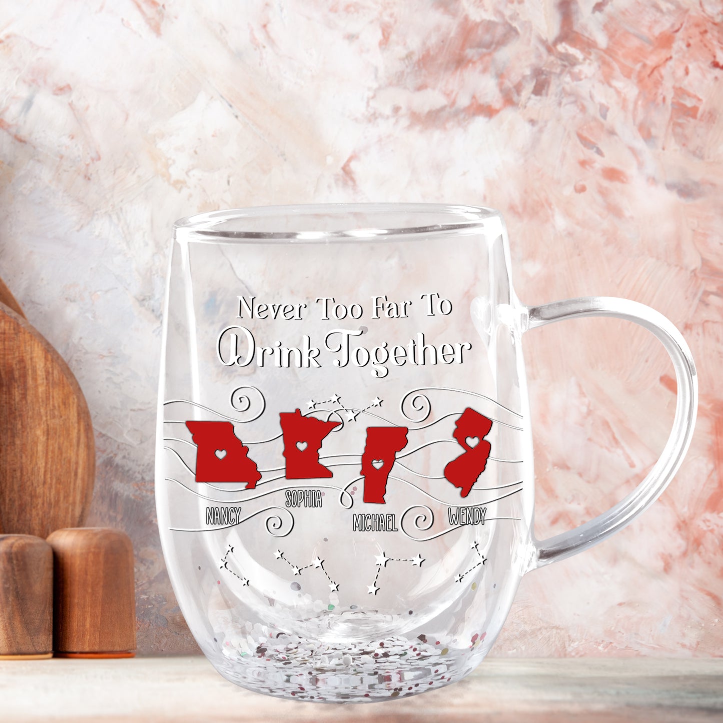 When You Are Next Door - Personalized Double Walled Glass Mug