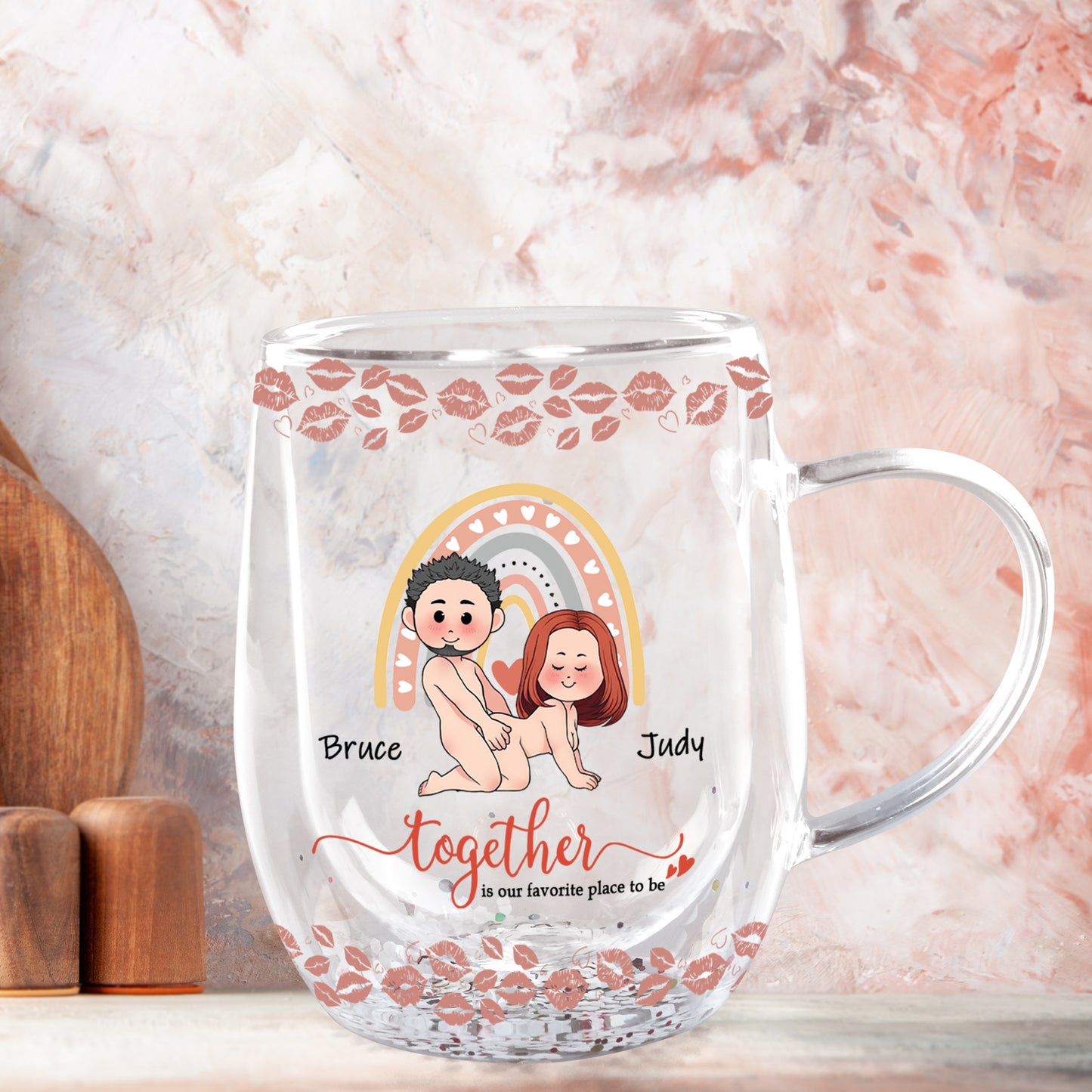 Couple - Together Is Our Favorite Place To Be - Personalized Double Walled Glass Cup