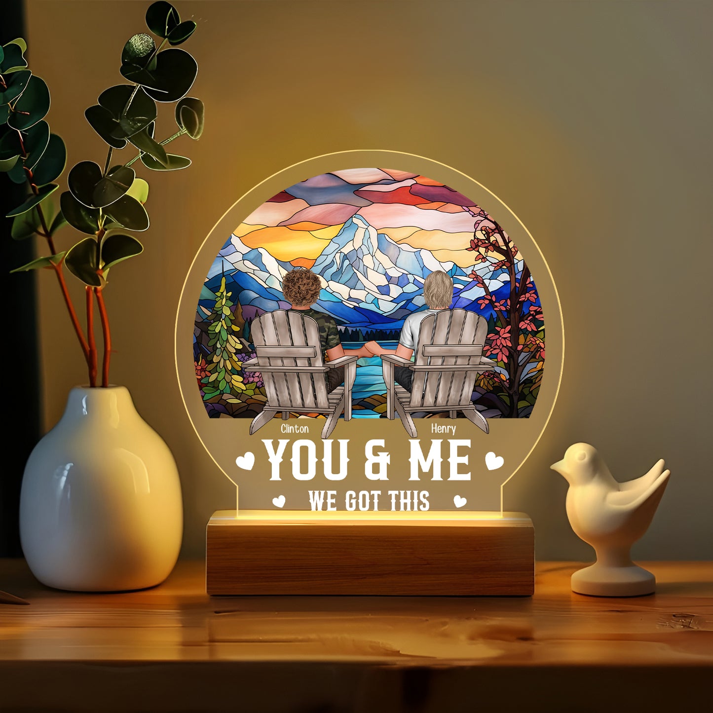 Couple - You And Me We Got This - Personalized Circle LED Night Light