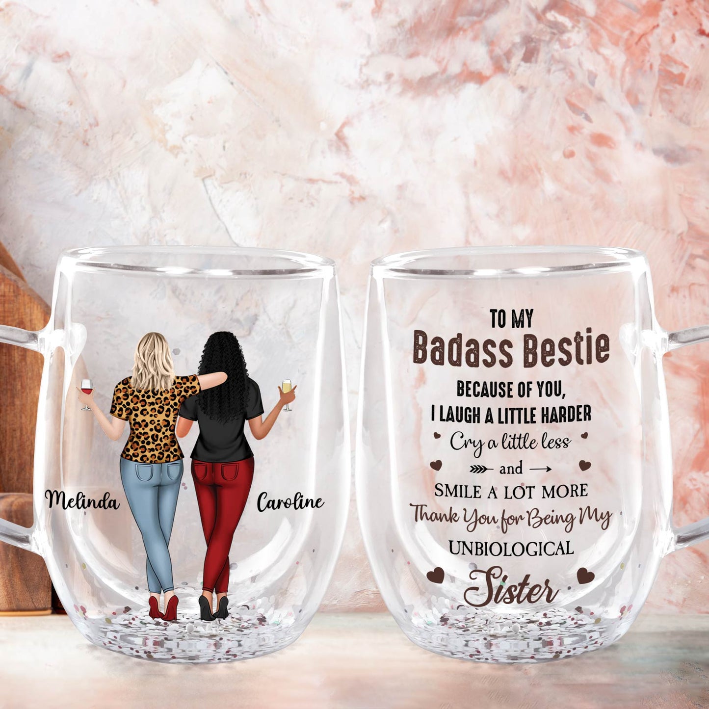 Bestie - To My Badass Bestie - Personalized Double Walled Glass Mug