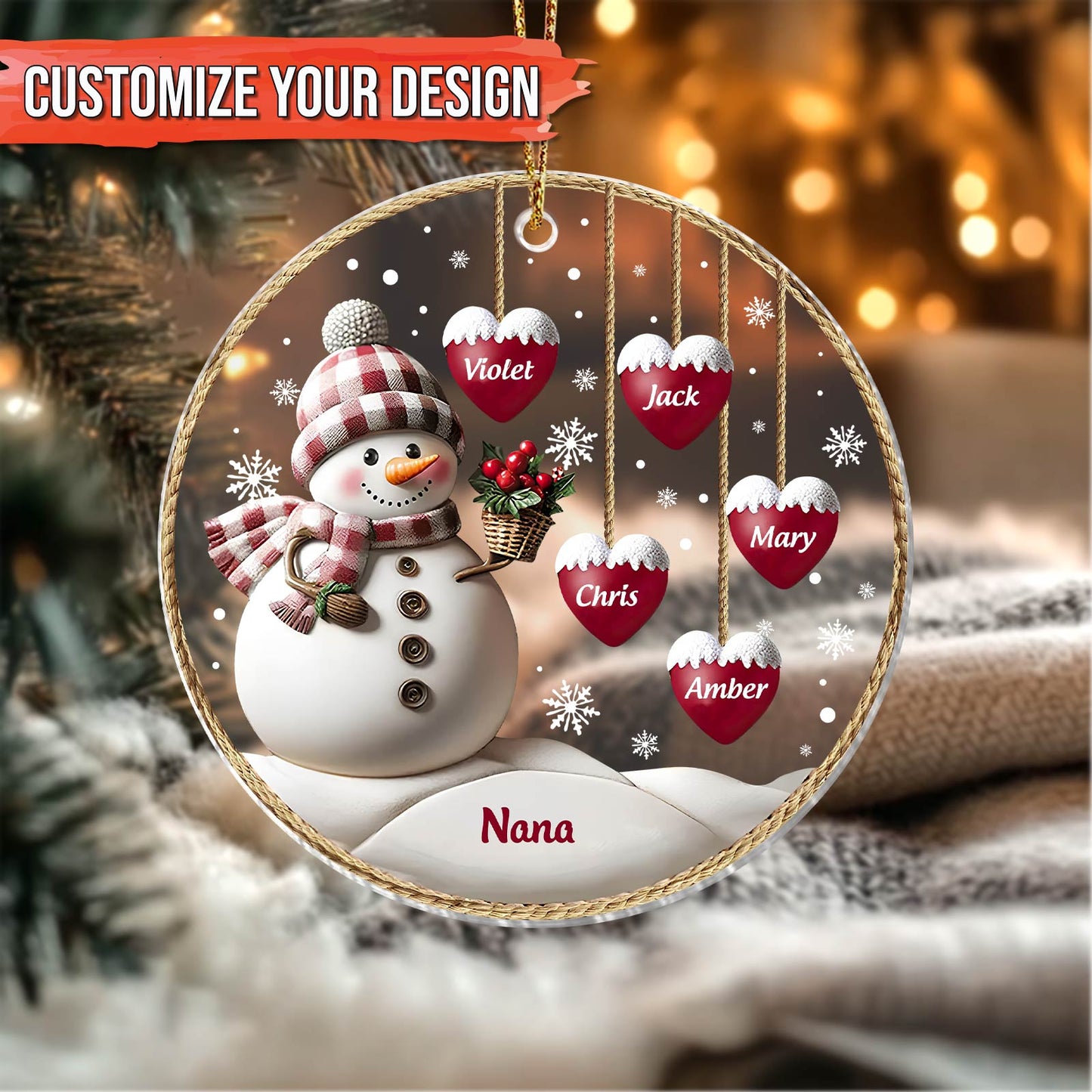 Family - Family Names Christmas - Circle Acrylic Ornament