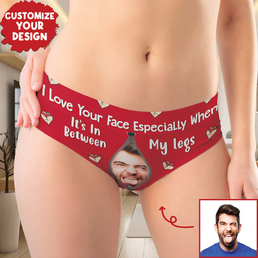 Couple - I Love Your Face - Personalized Women's Low-waisted Brief