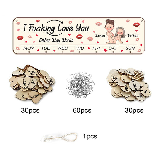 Couple - I Fucking Love You - Personalized Calendar Board Wall Hanging