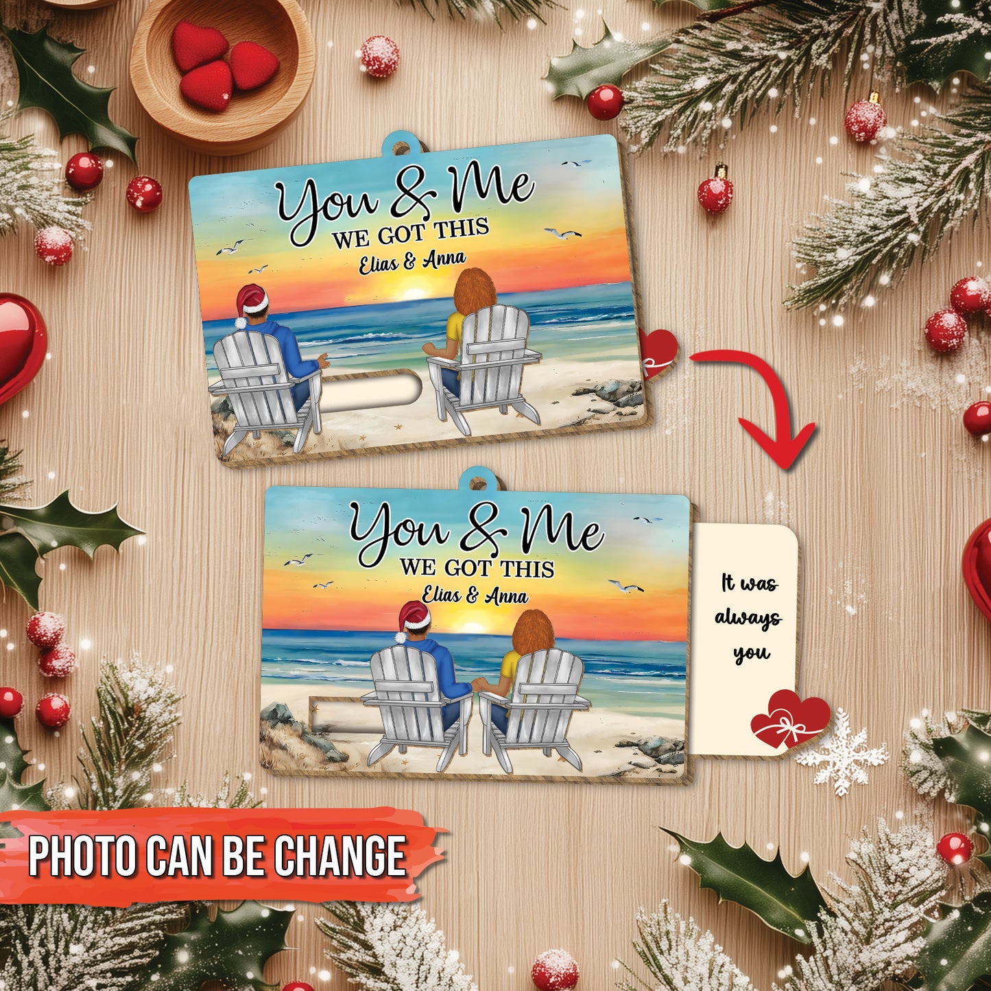 Couple - You & Me We Got This - Personalized Wooden Slider Card