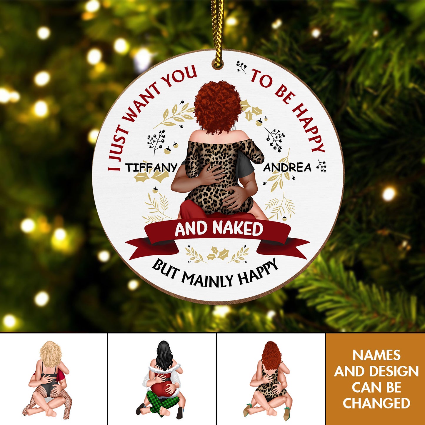 Christmas Couple - I Just Want You To Be Happy - Personalized Ceramic Ornament