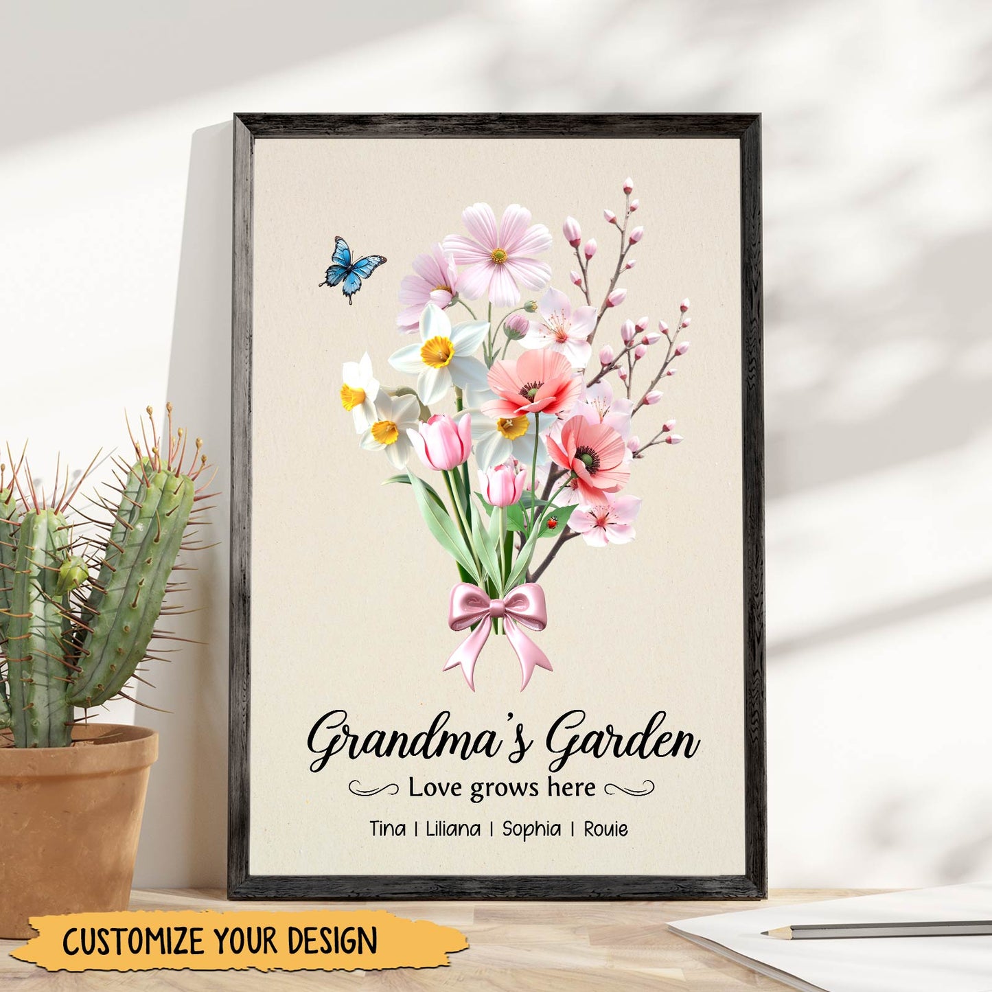 Birth Flower Bouquet - Grandma's Garden - Personalized Poster