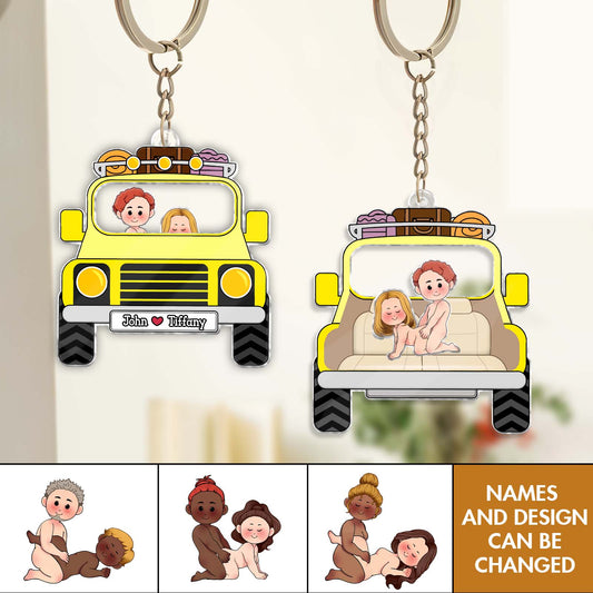 Couple - Love Journey Of Ours - Personalized Safari Jeep Shaking Keychain