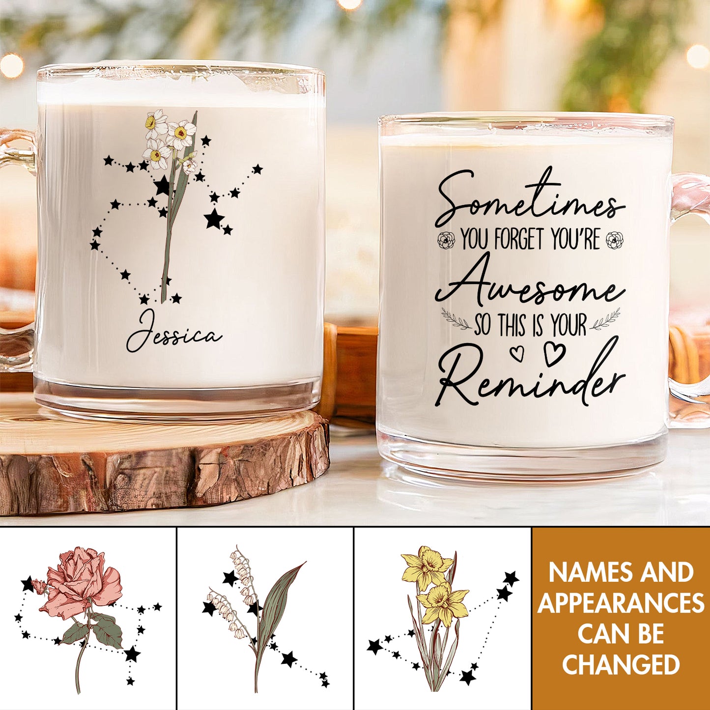 Birth Month Flower - Reminder Of How You're Awesome - Personalized Glass Mug