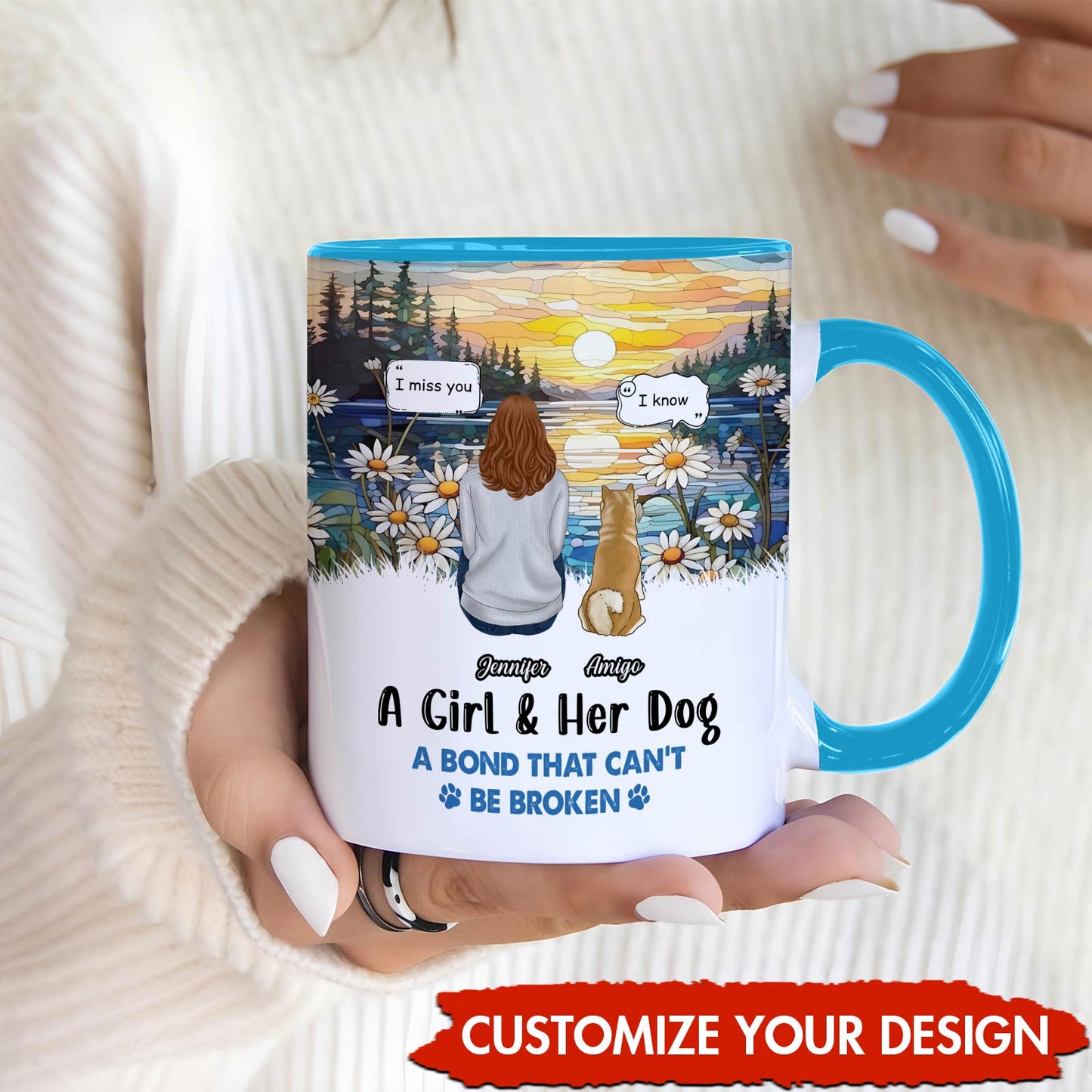 Pet Lover - A Girl/Man & Her/His Dog A Bond That Can't Be Broken - Personalized Accent Mug