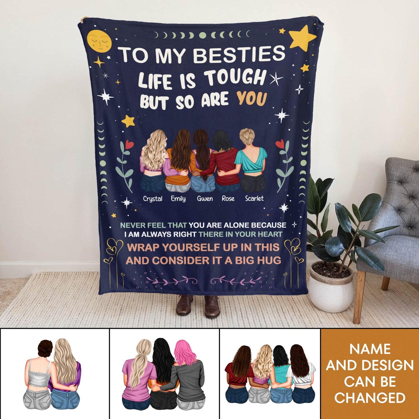 Besties - Life Is Tough But So Are You - Personalized Blanket