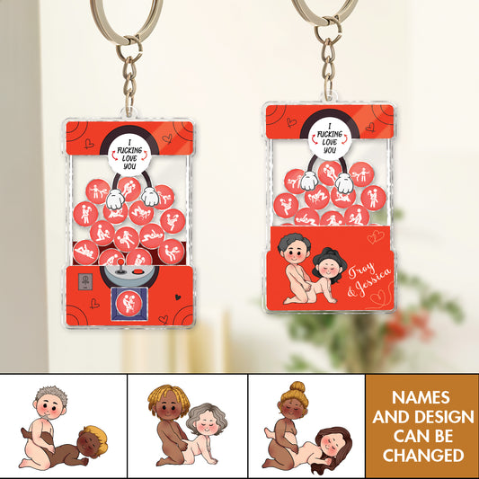 Couple - I Fucking Love You - Personalized Shaking Keychain