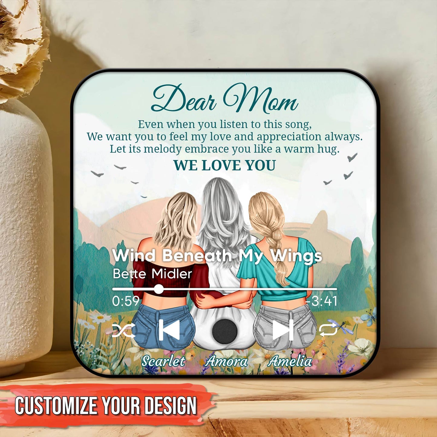 Mom - Dear Mom I Love You - Personalized Music Refrigerator Magnet