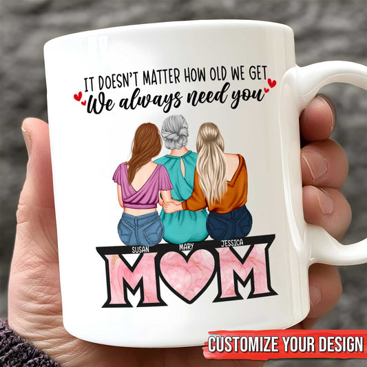 Mother - It Doesn’t Matter How Old We Get, We Always Need You - Personalized Mug