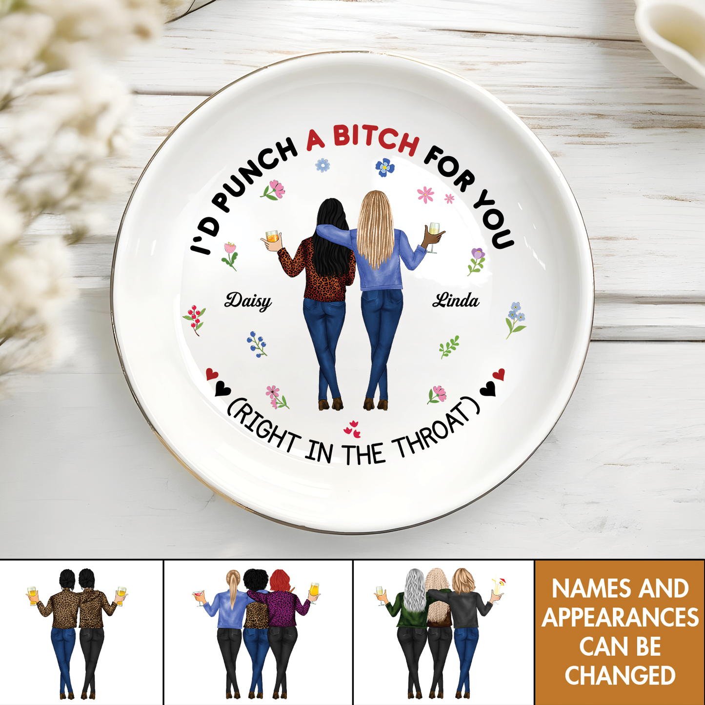 Bestie - I'd Bunch A Bitch For You - Personalized Jewelry Dish