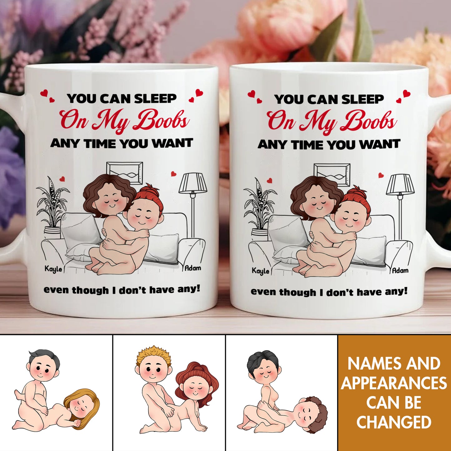 Couple - You Can Sleep On My Boobs - Personalized Mug