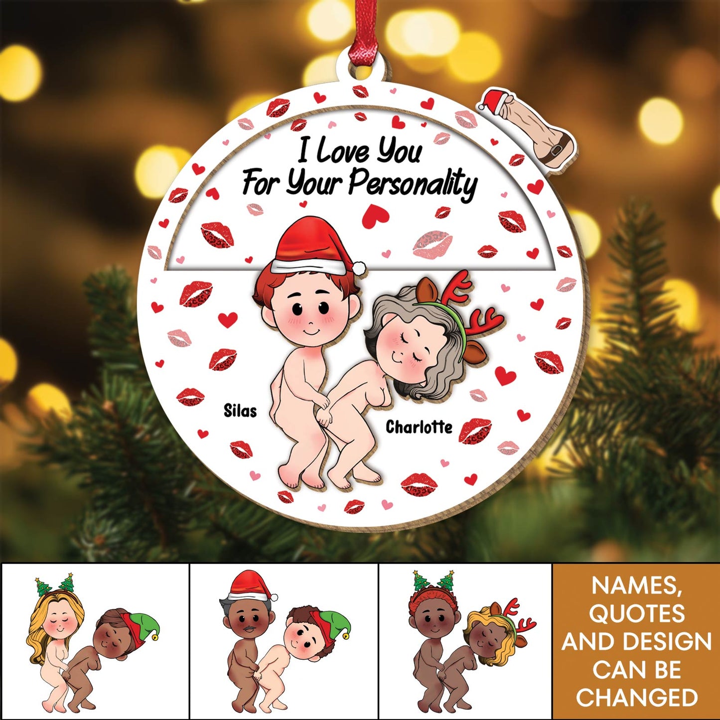 Couple - I Love You For Your Personality - Personalized Circle Rolling Ornament