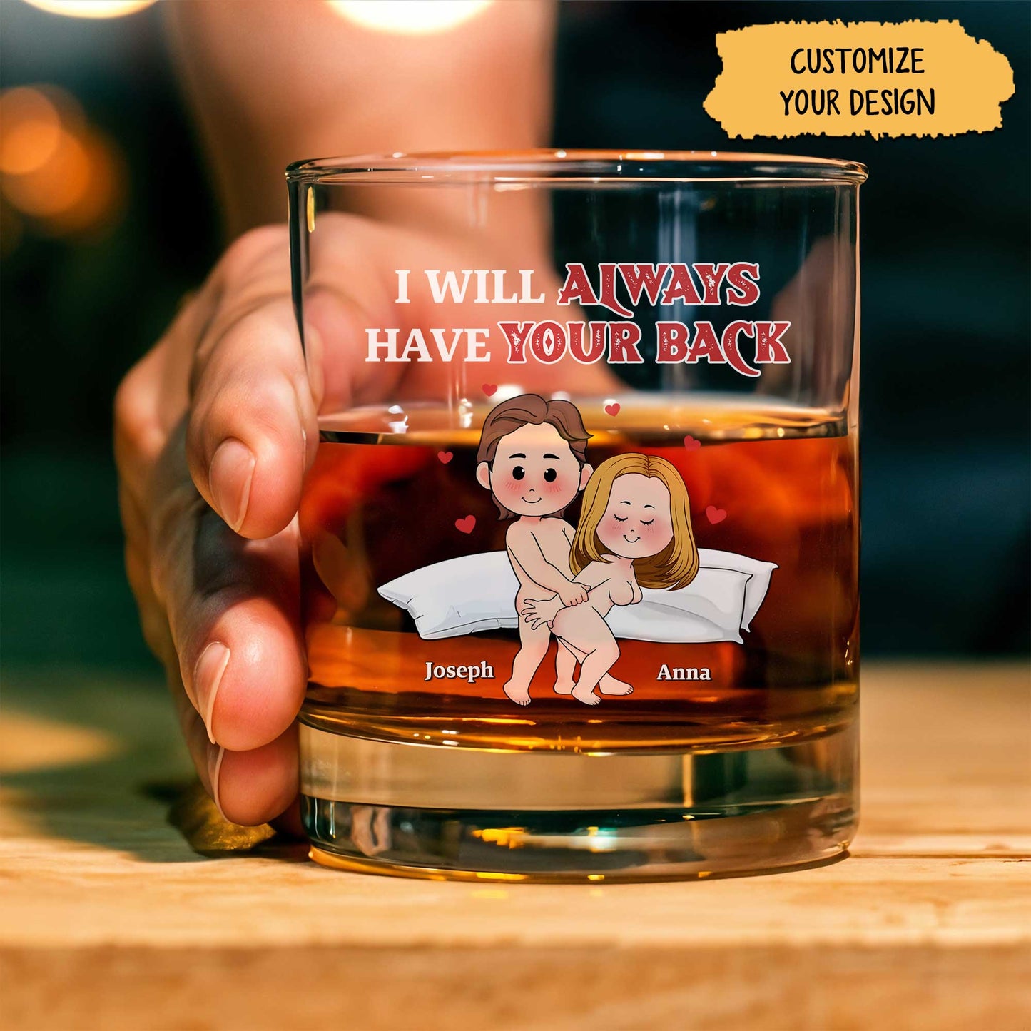 Couple - By Your Side - Personalized Whiskey Glass