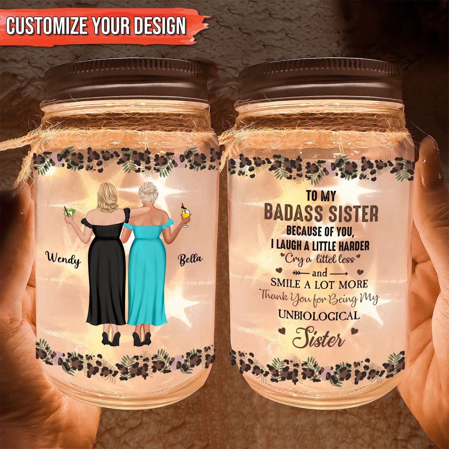 Bestie - To My Badass Bestie - Personalized Jar Night Light