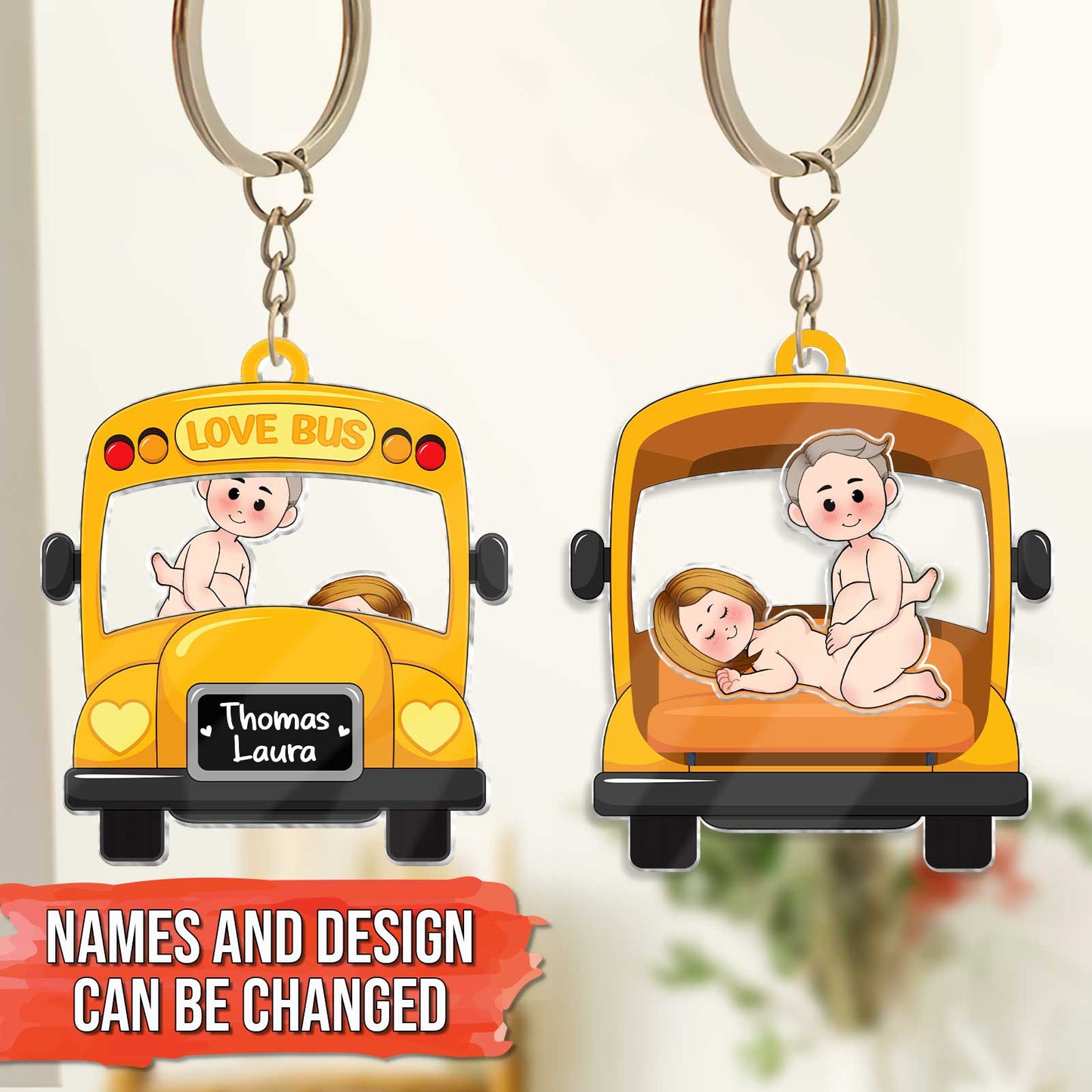 Couple - Love Bus - Personalized Bus Shaking Keychain