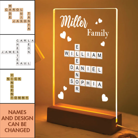 Family - Personalized Crossword LED Light