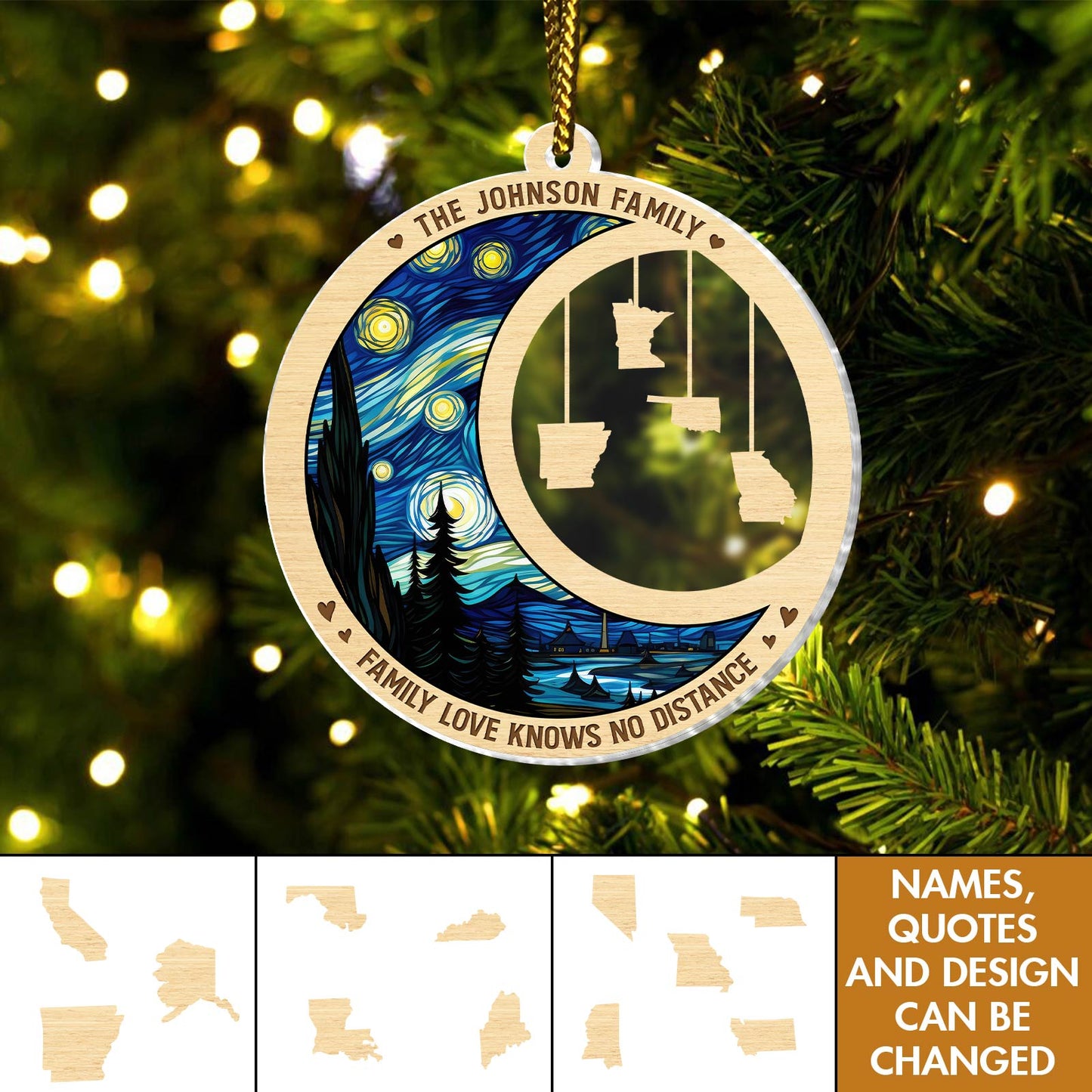 Family - Love Knows No Distance - Personalized Circle Acrylic Ornament