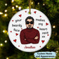 Family - Beard Face - Personalized Circle Ceramic Ornament