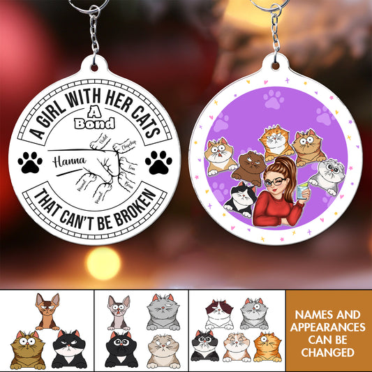 Pet Lovers - A Girl With Her Cats A Bond That Can't Be Broken - Shaking Keychain