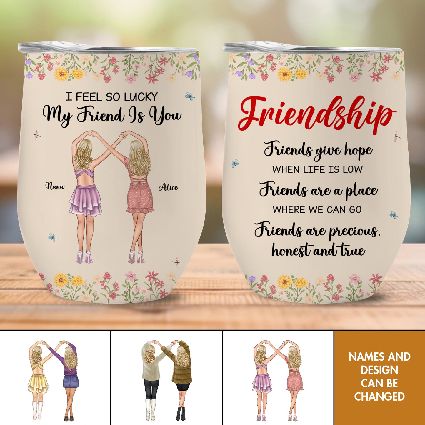 Besties - Friends Give Hope When Life Is Low - Personalized Wine Tumbler