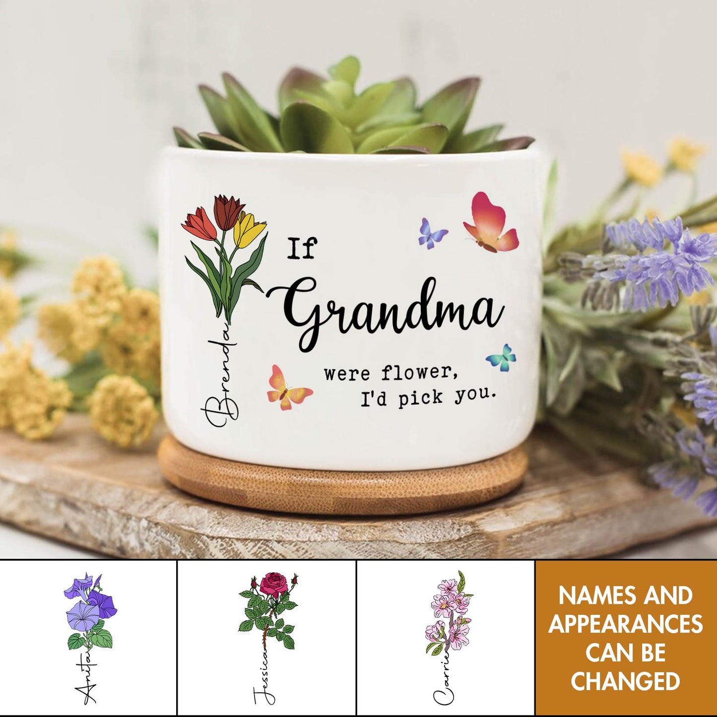 Family - If Mother Were Flower, I'd Pick You - Personalized Plant Pot