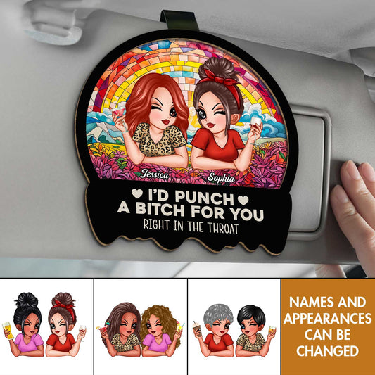 Besties - Right In The Throat - Personalized Car Visor Clip