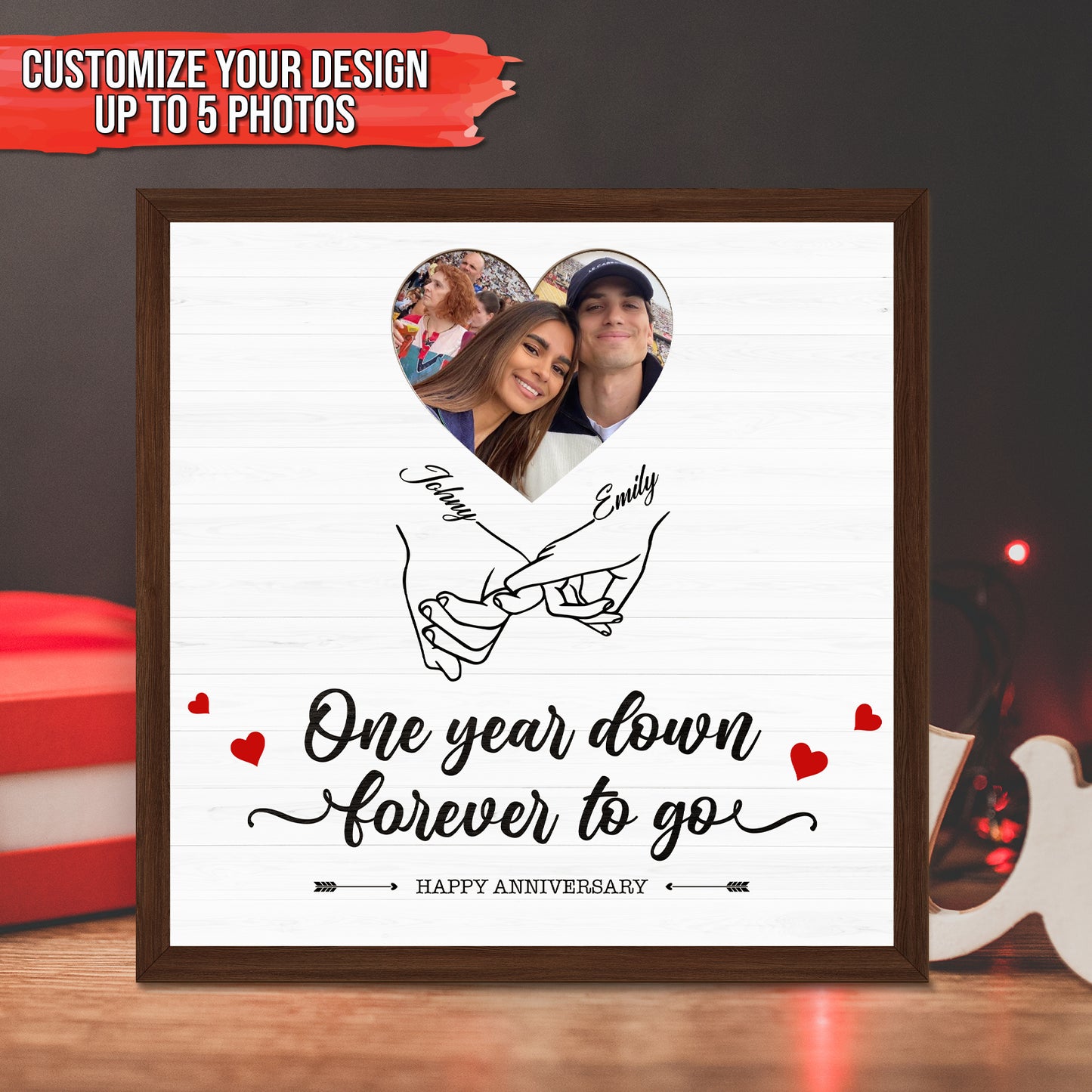 Couple - One Year Down Forever To Go - Personalized Table Decorations