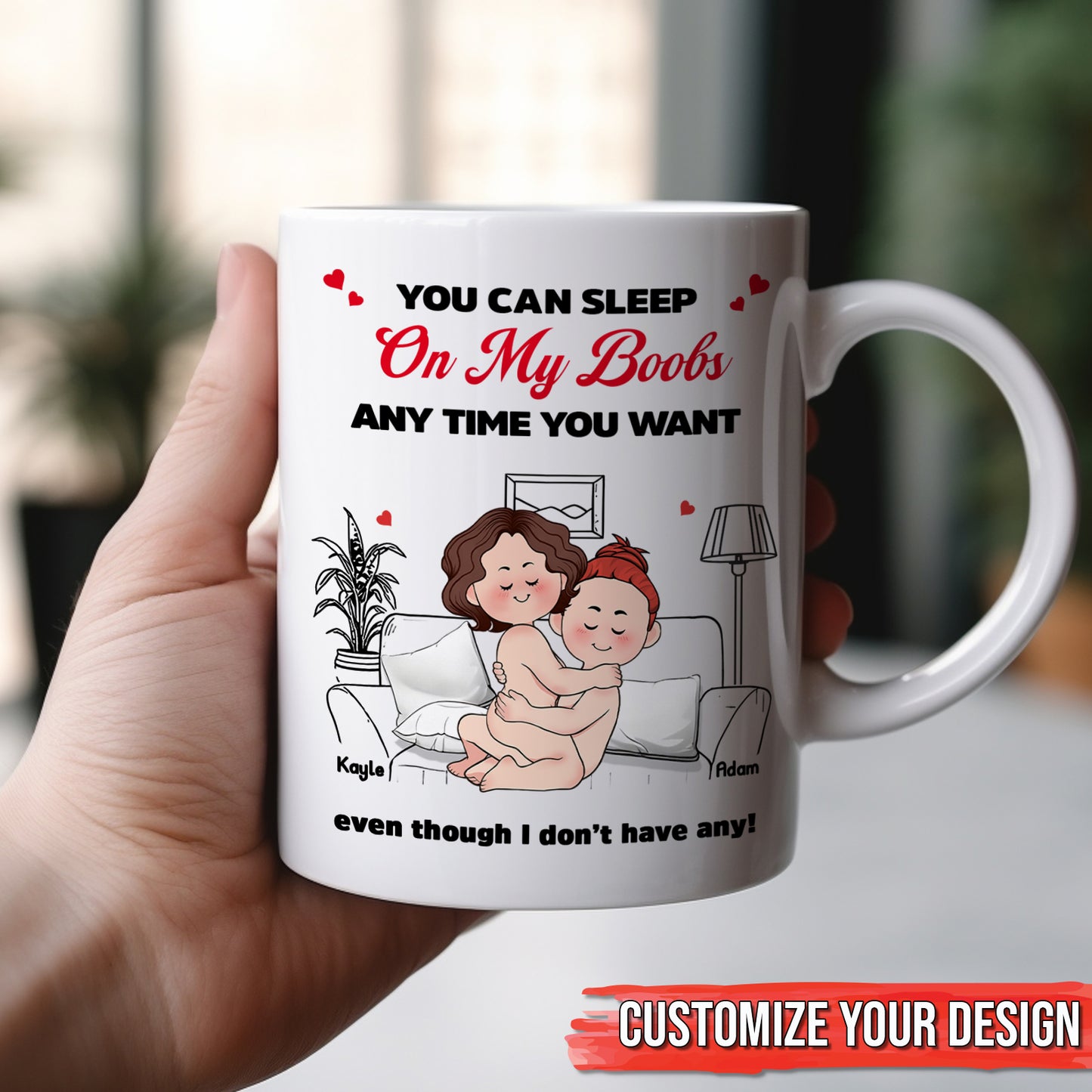 Couple - You Can Sleep On My Boobs - Personalized Mug