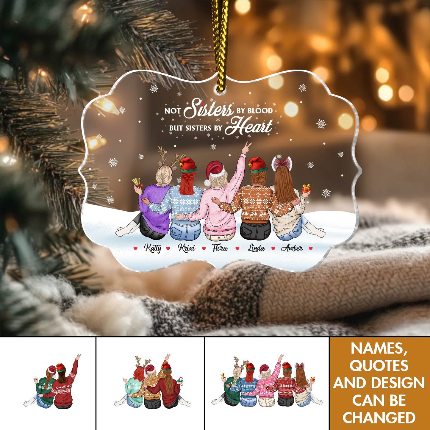 Besties -  Not Sisters By Blood But Sisters By Heart - Personalized Ornament