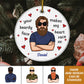 Family - Beard Face - Personalized Circle Ceramic Ornament