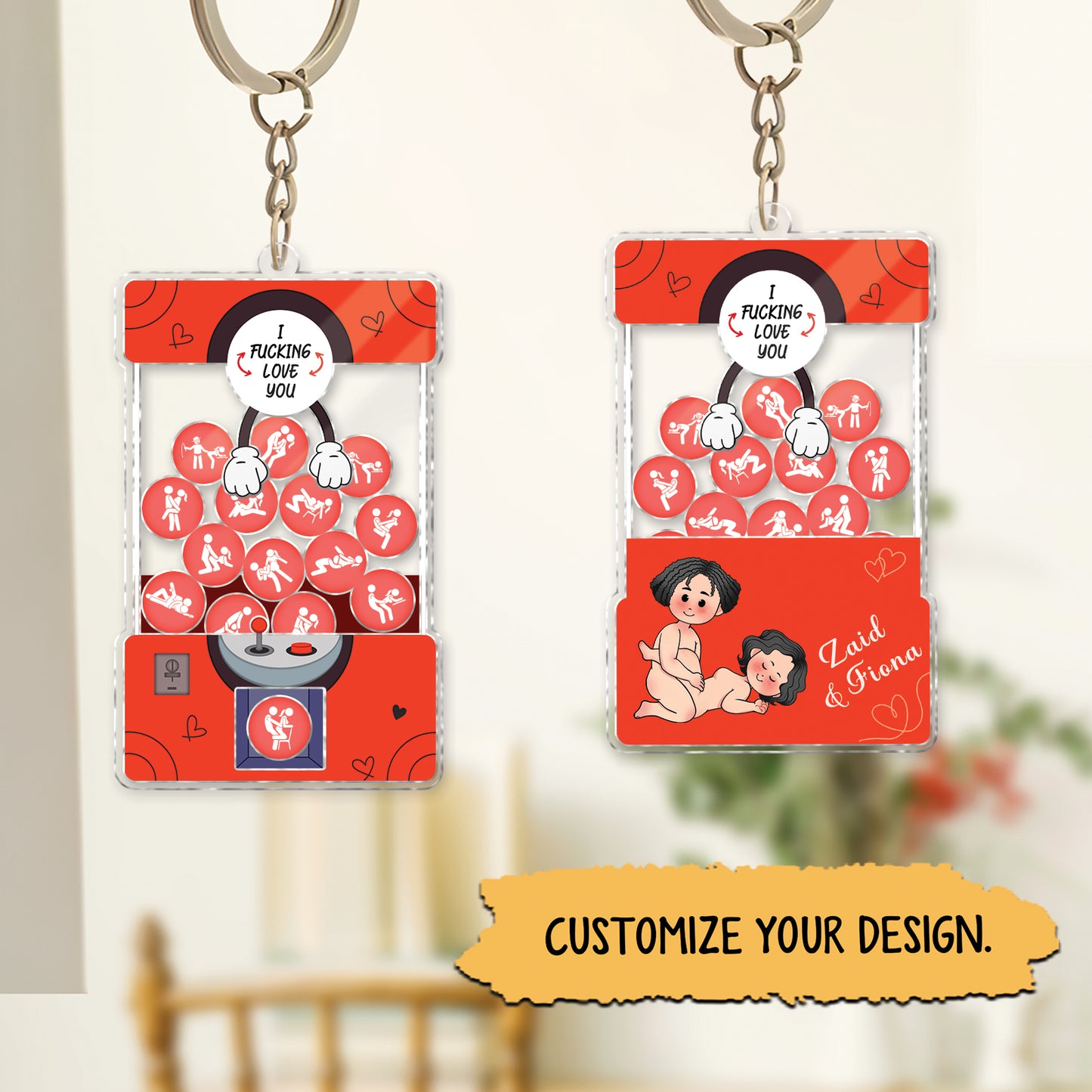 Couple - I Fucking Love You - Personalized Shaking Keychain