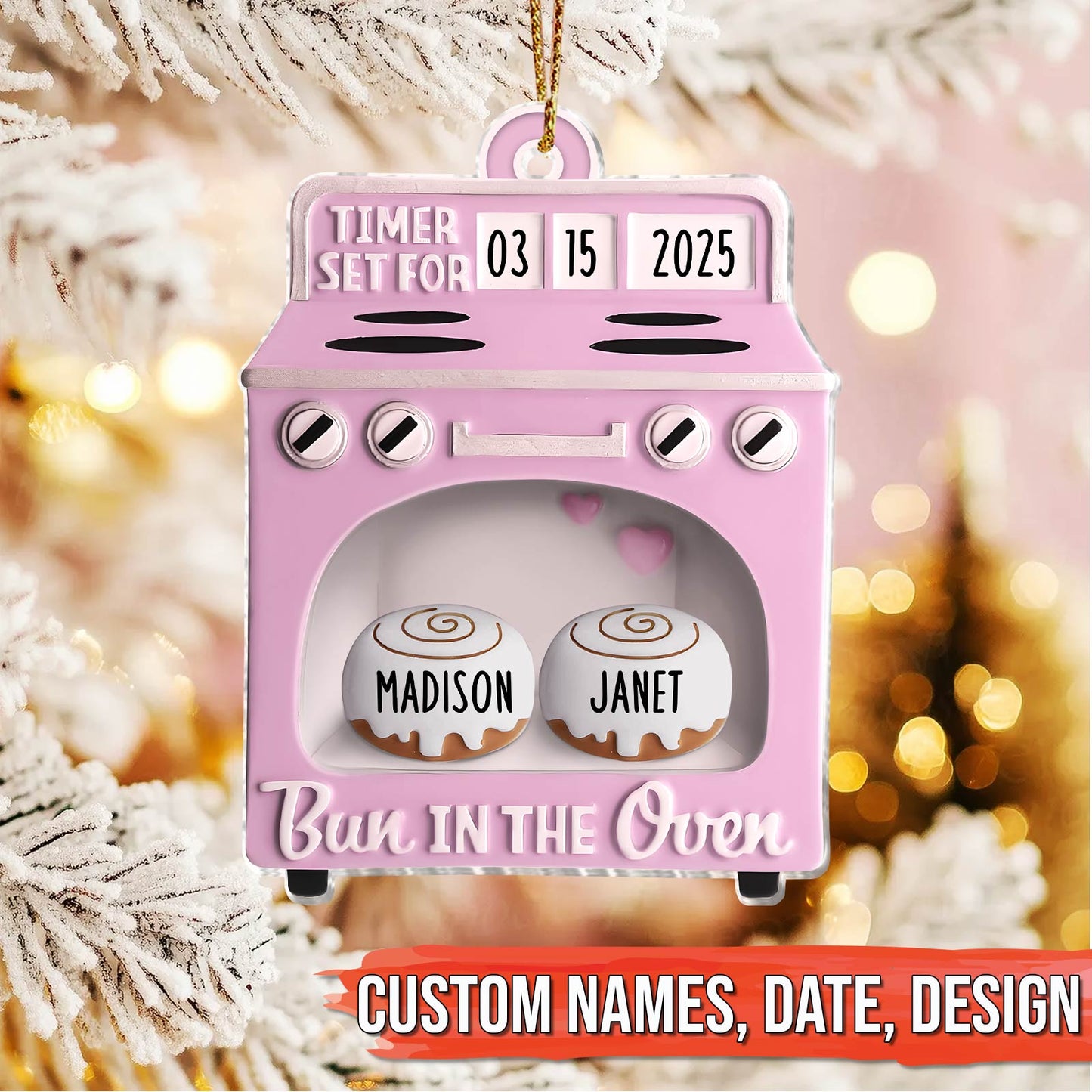 Family - Bun In The Oven - Personalized Acrylic Ornament