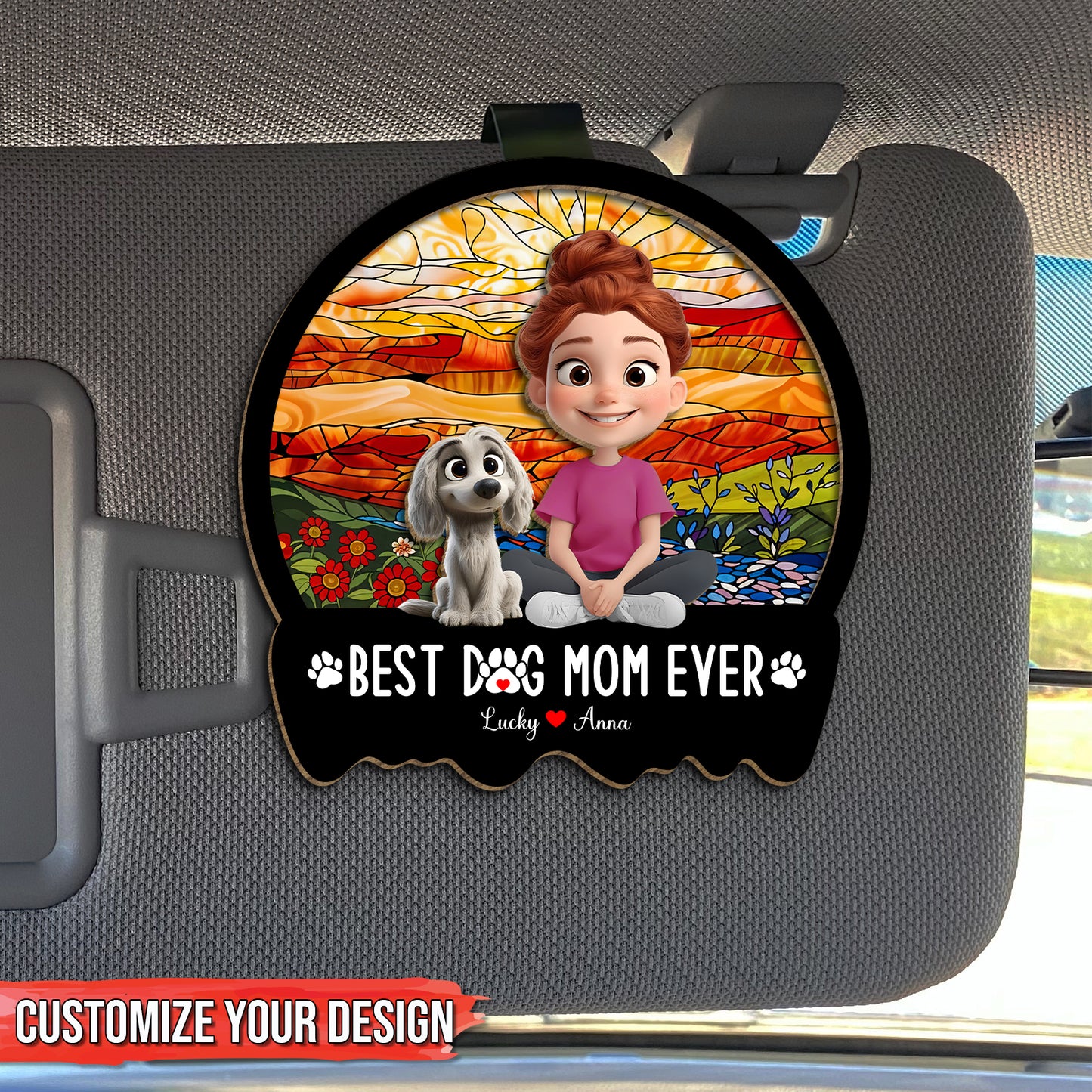 Pet Lover - Best Dog Mom Ever - Personalized Car Visor Clip