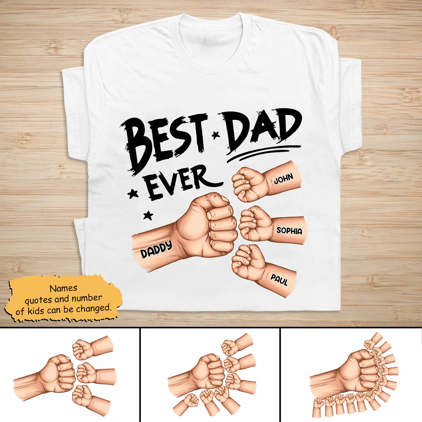 Father - Best Dad Grandpa Ever Fist Bump - Personalized Shirt