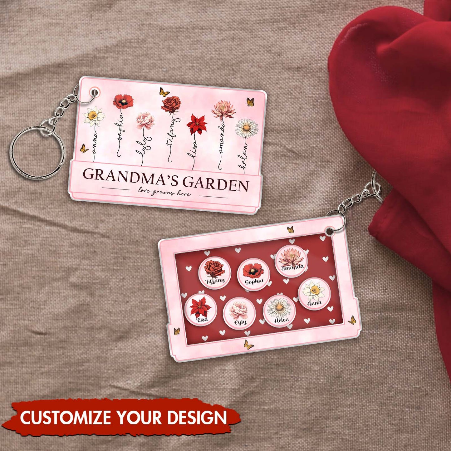 Family - Grandma's Garden - Personalized Shaking Keychain