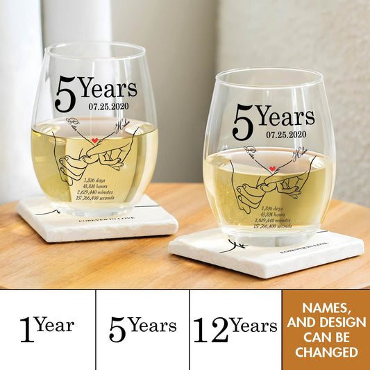 Couple - Gift For Couple - Personalized Anniversary Wine Glass