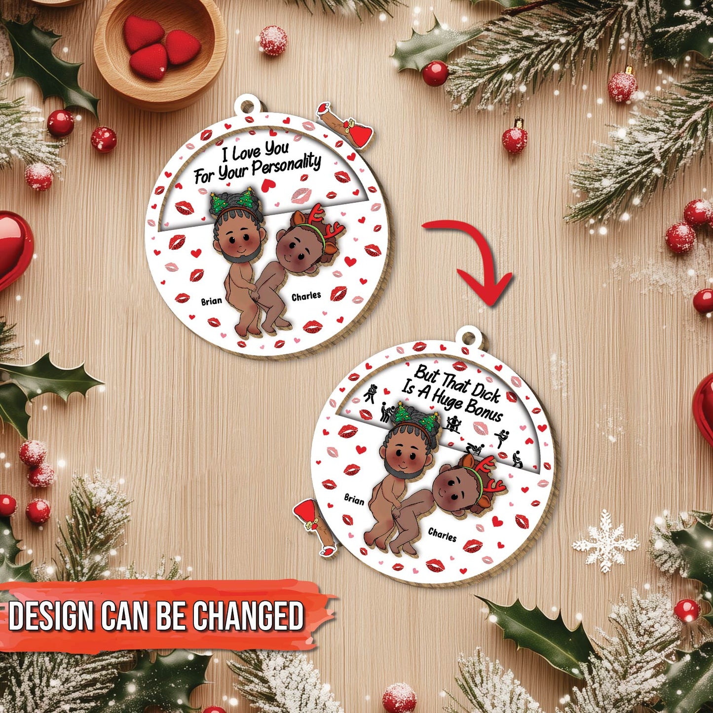 Couple - I Love You For Your Personality - Personalized Circle Rolling Ornament